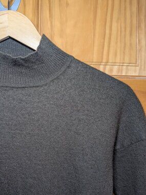 Adrienne Vittadini Merino Wool Mock Neck Sweater Charcoal Grey S